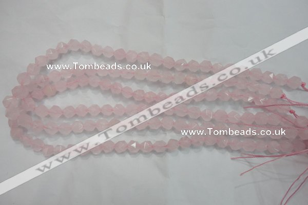 CNG919 15 inches 8mm faceted nuggets rose quartz beads