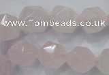 CNG922 15 inches 14mm faceted nuggets rose quartz beads