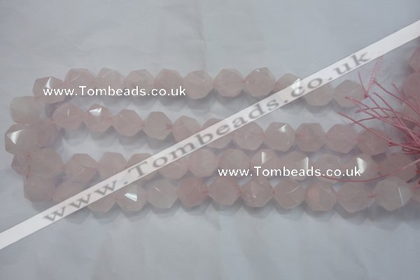 CNG922 15 inches 14mm faceted nuggets rose quartz beads