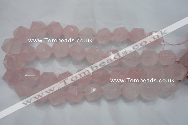 CNG924 15 inches 18mm faceted nuggets rose quartz beads