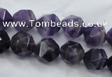 CNG930 15 inches 12mm faceted nuggets amethyst gemstone beads