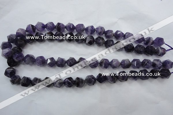 CNG930 15 inches 12mm faceted nuggets amethyst gemstone beads