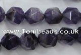 CNG931 15 inches 14mm faceted nuggets amethyst gemstone beads