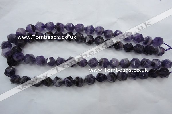 CNG931 15 inches 14mm faceted nuggets amethyst gemstone beads