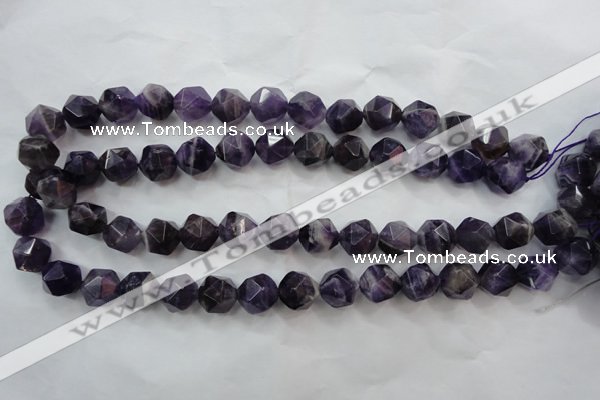 CNG932 15 inches 16mm faceted nuggets amethyst gemstone beads