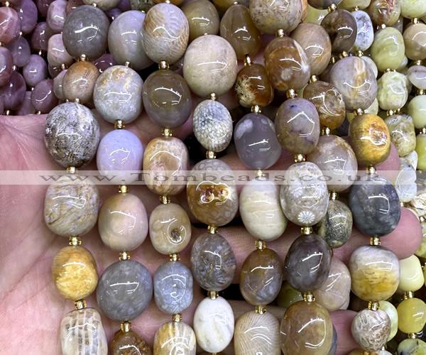CNG9334 15 inches 10*14mm - 13*18mm nuggets fossil coral beads