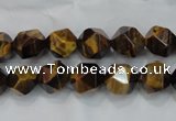 CNG937 15 inches 10mm faceted nuggets yellow tiger eye beads