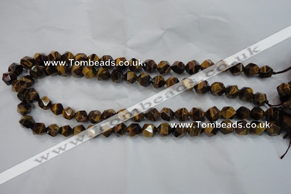 CNG937 15 inches 10mm faceted nuggets yellow tiger eye beads