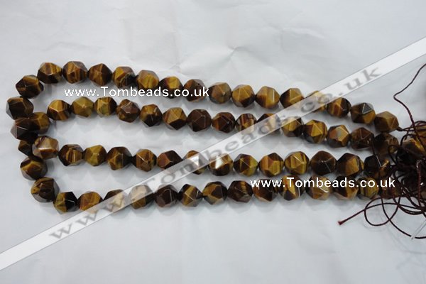 CNG938 15 inches 12mm faceted nuggets yellow tiger eye beads