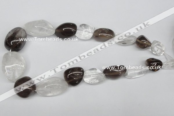 CNG95 12*14mm - 20*35mm nuggets smoky quartz & crystal gemstone beads