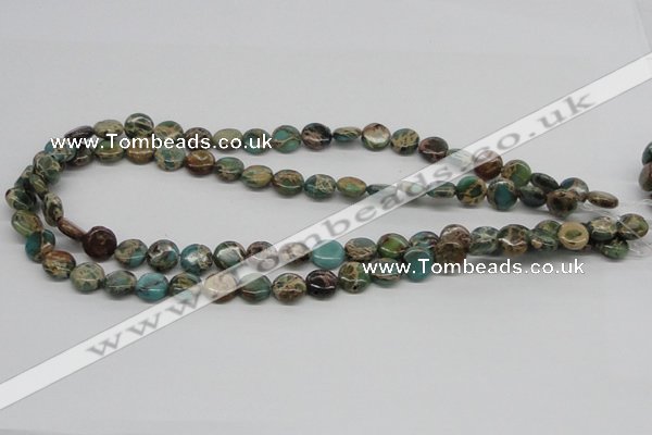 CNI08 16 inches 10mm flat round natural imperial jasper beads wholesale