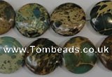 CNI34 15.5 inches 18mm flat round natural imperial jasper beads