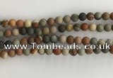 CNI377 15.5 inches 8mm round matte American picture jasper beads