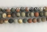 CNI380 15.5 inches 14mm round matte American picture jasper beads