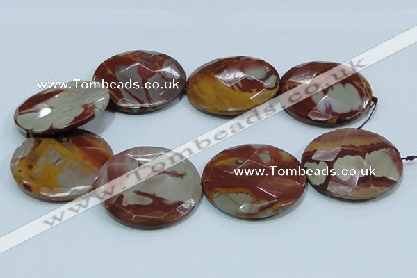 CNJ03 15.5 inches 50mm faceted coin natural noreena jasper beads