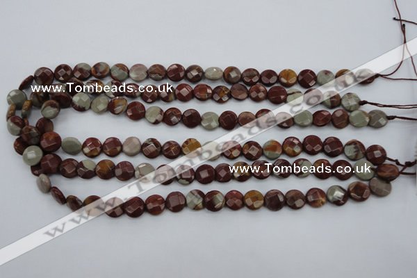 CNJ41 15.5 inches 10mm faceted coin noreena jasper beads