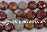 CNJ42 15.5 inches 12mm faceted coin noreena jasper beads