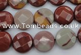 CNJ43 15.5 inches 14mm faceted coin noreena jasper beads