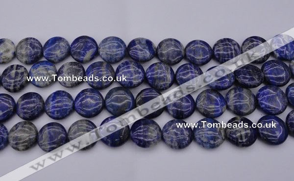 CNL1108 15.5 inches 16mm flat round lapis lazuli gemstone beads