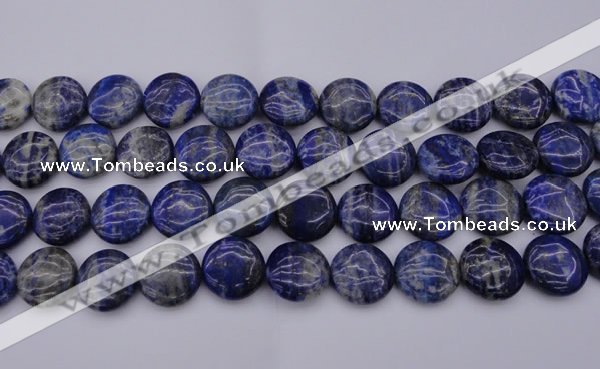 CNL1109 15.5 inches 18mm flat round lapis lazuli gemstone beads