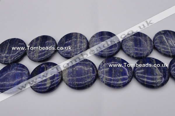 CNL1114 15.5 inches 40mm flat round lapis lazuli gemstone beads