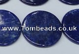 CNL1280 15.5 inches 25mm flat round natural lapis lazuli beads