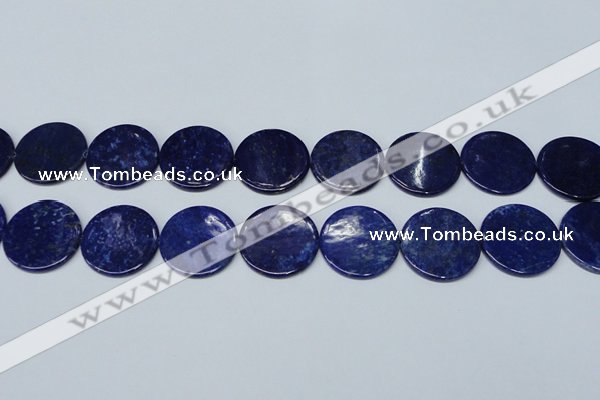 CNL1280 15.5 inches 25mm flat round natural lapis lazuli beads