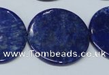 CNL1281 15.5 inches 30mm flat round natural lapis lazuli beads