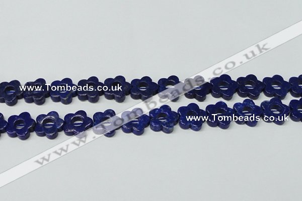 CNL1311 15.5 inches 18mm carved flower natural lapis lazuli beads