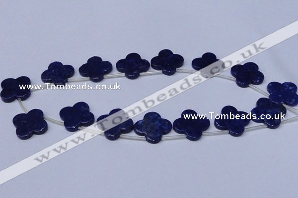 CNL1317 Top drilled 24mm flower natural lapis lazuli beads