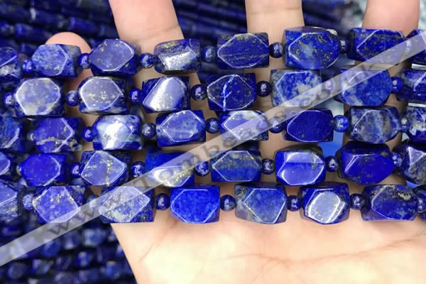 CNL1687 4mm round & 8*10mm - 9*13mm faceted nuggets lapis lazuli beads