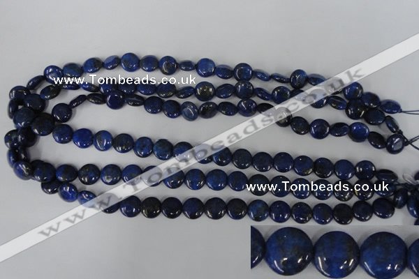 CNL451 15.5 inches 10mm flat round natural lapis lazuli beads