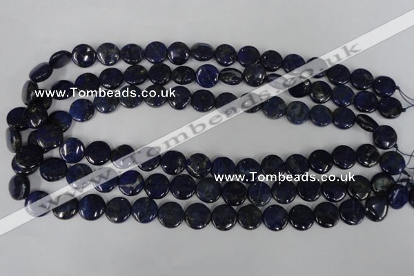 CNL452 15.5 inches 12mm flat round natural lapis lazuli beads