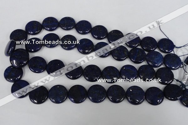 CNL456 15.5 inches 20mm flat round natural lapis lazuli beads