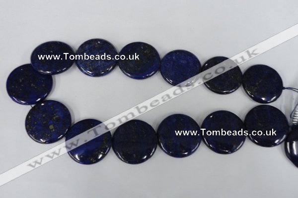 CNL458 15.5 inches 30mm flat round natural lapis lazuli beads