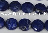 CNL472 15.5 inches 14mm faceted coin natural lapis lazuli beads