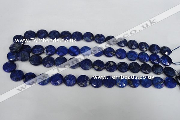 CNL472 15.5 inches 14mm faceted coin natural lapis lazuli beads