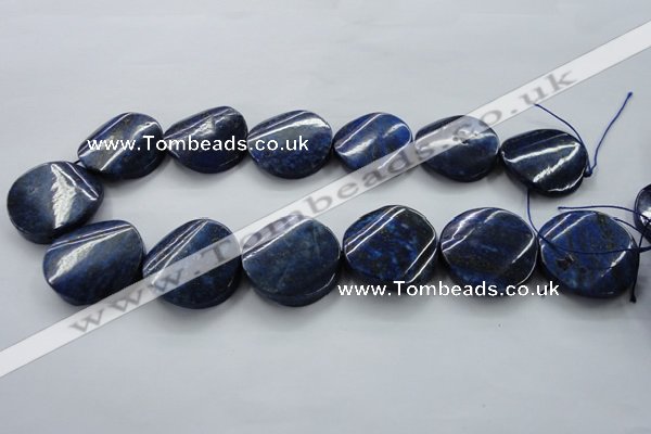 CNL698 15.5 inches 30mm twisted coin natural lapis lazuli beads