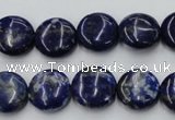 CNL732 15.5 inches 14mm flat round natural lapis lazuli gemstone beads