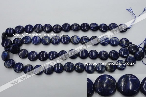 CNL732 15.5 inches 14mm flat round natural lapis lazuli gemstone beads