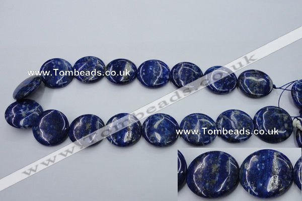 CNL737 15.5 inches 25mm flat round natural lapis lazuli gemstone beads