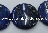 CNL738 15.5 inches 30mm flat round natural lapis lazuli gemstone beads