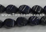 CNL920 15.5 inches 10*14mm twisted rice natural lapis lazuli beads