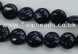 CNL923 15.5 inches 10mm flat round natural lapis lazuli gemstone beads