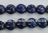 CNL924 15.5 inches 12mm flat round natural lapis lazuli gemstone beads
