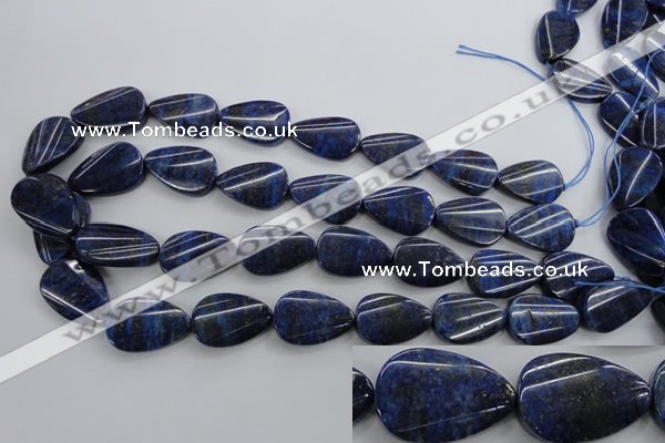 CNL985 15.5 inches 17*25mm twisted flat teardrop natural lapis lazuli beads