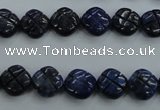 CNL991 15.5 inches 10mm carved flower natural lapis lazuli gemstone beads