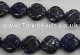 CNL993 15.5 inches 13mm carved flower natural lapis lazuli gemstone beads