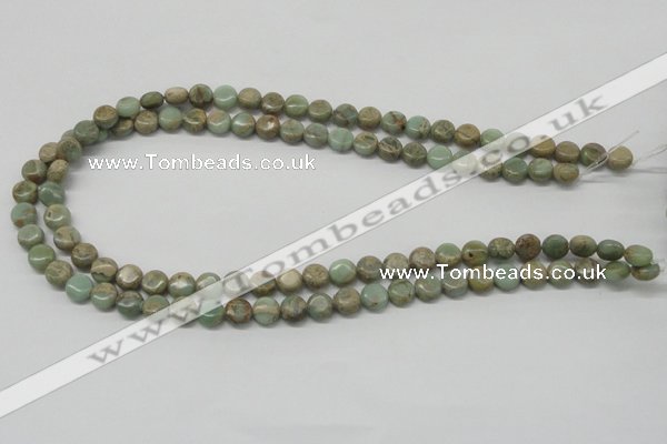 CNS08 16 inches 8mm flat round natural serpentine jasper beads