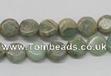 CNS09 16 inches 10mm flat round natural serpentine jasper beads